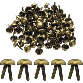 Harfington 100pcs Brads Paper Paper Hackers ، 8mm × × 17 مم الحرف الورقية المعدنية ، دبابيس صغيرة مستديرة من النحاس