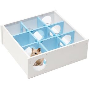 متاهة Hamster House ، Multi-Chamber (9 غرف) منازل الهامستر ومخابئها مع غطاء أكريليك شفاف ، متاهة ألعاب مضحكة لخنازير غينيا الفئران الفئران ، 8.27 × 7.87 × 3 بوصة