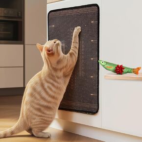 Scratchal Cat Scratcher ، [++ Catnip Fish Toy] ، خدش الجدار ، واقي الأريكة ، حصيرة الخدش- 24 × 15.8 مع 12 خطوط الفيلكرو اللاصقة (الأزهار)