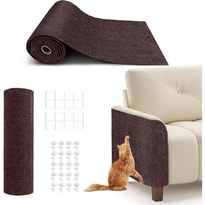 78.7"X15.8" Cat Scratching Mat, Self-Adhesive Cat Scratch Carpet, DIY Cats Scratch Furniture Protector for Couch, Sofa, Wall & Door, Durable Furniture Guards Couch Scratcher from Cats Claws, Dark Grey