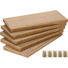 Cat Scratcher Cardboard with Box Durable Corrugate Scratching Kitty Sofa Lounge Bed Reversible Catnip Included for Indoor Cats, Cat Scratching Pad, Cat Post, Double-Sided Design, Large (Box,5pcs)