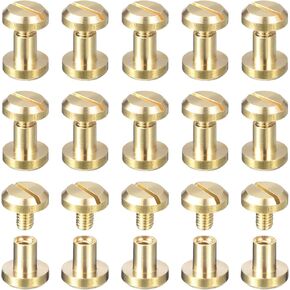 UXCELL 20PACK BRASS Chicago Procks ، 5 × 10 مم المسمار المقعر الخلفي بعد أن تم عرض مسامير مسمار الأظافر لحزام حزام الجلود DIY ، نغمة ذهبية
