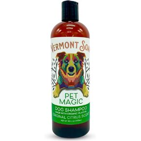 شامبو فيرمونت Soap Organics Pet Pet - مملوءة بزيت الزيتون العضوي والطبيعي ، شامبو الكلاب ، جوز الهند فيرا للبشرة الحساسة - شامبو Pet معتمد من وزارة الزراعة الأمريكية - الحمضيات الأصلية (16 أوقية)