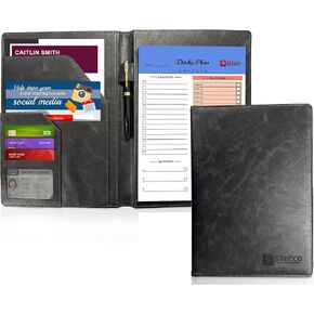 STECCO - Padfolio الجلود مع DAILY للقيام بوسادة العمل ، غلاف دفتر جلدي ، منظم مستندات الورقة ، مجلد محفظة مع قاعدة العمل. A4 padfolio الجلود الناعمة.