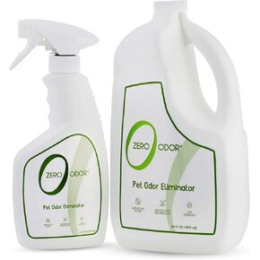Zero Odor - Pet Odor Eliminator Bundle- Eliminate Air & Surface Odors – Patented Molecular Technology Best for Carpet, Furniture, Pet Beds - Smell Great Again, 16oz & 64oz Refill