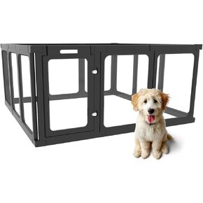 Playpen dog acrylic clay ، Play Play Pen for Puppy Cat Rabbit Pet Small Pet ، قلم تجميع سهل ، قفص صغير مفضل ، 23.6 "، 12 ٪ ، أسود