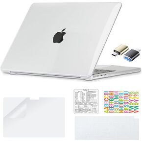 Coatit Case for MacBook Air 13 Inch 2025 2024 2023 2022 M4 A3240 M3 M2 A3113 A2681 ، لـ Mac Air 13.6 "Case Maptop Hard Case + غطاء لوحة المفاتيح + شاشة الشاشة + ملصقات + محول Type-C ، أسود غير لامع