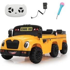 Tobbi 2 مقعد الأطفال eletric Ride on School Bus Toy ، سيارة بطارية 35W-4WD مع التحكم عن بعد/6 عجلات/قرن/LED/موسيقى للأطفال الصغار 3-8 سنوات ، أصفر