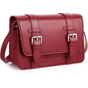 Ecosusi Women's Pu Leather Crossbody Messenger Bag Vintage Satchel Work College Counction Counter Counter Baged مع حزام قابل للتعديل