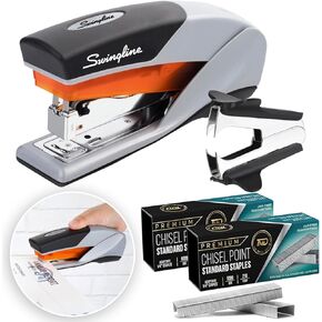 Staplers for Desk, Heavy Duty Stapler 25 Sheet Capacity, with 2 Pk Staples, Staple Remover - Optima 25, Jam Free, Reduced Effort, Soft Grip Stapler for Desk