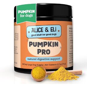 Alice & Eli Pumpkin Pro - اليقطين العضوي للكلاب مع بروبيوتيك هاردي ، جذر الدردار الزلز