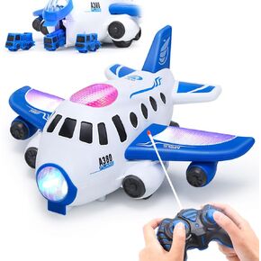 HOLYFUN Toddler Airplane Toys with Mini Cars, Kids Music Toy Plane with Sounds and Lights, Great Birthday Gift for Boys Girls