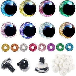 ToAOB 48 مجموعة عيون سلامة بريق من أجل amigurumis 20mm مستديرة عيون الكروشيه مع غسالات 8 ألوان عيون دمية للدمى DIY محشو بالحيوانات