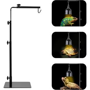 LUCKY HERP Reptile Lamp Stand, Adjustable 14-32 inch Metal Floor Light Holder, Small Size Terrarium Light Stand for Reptile Glass Terrarium Heating Light & Dome Lampshade
