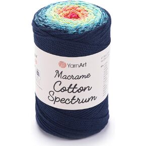YarnArt Macrame Cotton Spectrum Macrame Cord 8.80 Oz, 246.06 Yds 80% Cotton Macrame Rope Multicolor Macrame, Colorful Macrame Yarn Weight Worsted - Aran(4) (1318)