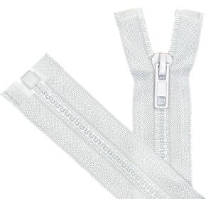 anpurzii 2pcs #5 31 بوصة سحابات السترة أبيض منفصل للخياطة ، السوستة السائبة البلاستيكية المقولبة (بيضاء 31 "2pcs)