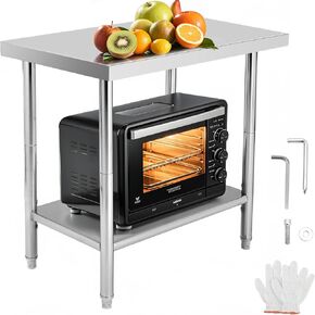 TowAllmark NSF Table Stainless Steel Table for Prep & Work ، 30 "× 24" مع سعة قابلة للتعديل ، طاولة تجارية شديدة العمل للمطعم والمنزل والفندق