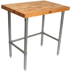 John Boos TNB02 Maple Top Work Table with Stainless Steel Base and Bracing, 48" Long x 24" Wide x 2-1/4" Thick