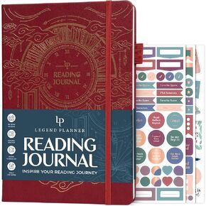 مجلة قراءة الأسطورة لعشاق الكتب - سجل القراءة للبالغين والأطفال - هدايا وملحقات الكتب ، 180 مراجعة (بورغوندي)