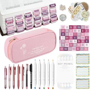 طقم اليومية للكتاب المقدس ، 68 PCS Sugpy Study Supplies للنساء ، هدايا مسيحية يوم الأمهات للنساء ، أدوات دراسة الكتاب المقدس للنساء المصابات بالكتاب المقدس لا ينزف وعلامات العلامات ، وملحقات الكتاب المقدس قلم رصاص