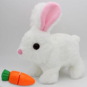 Easter Bunny Pal My Realistic Bunny Toy, Interactive Rabbit Plush Toys, Electric Hopping Bunny Toy with Sounds and Movements Wiggle Ears Twitch Nose (White)