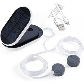 Lewisia Solar Air Pump Kit USB Aquarium Fish Fish Air Pump مع خراطيم الهواء حجارة قصاصات 3 أوضاع عمل بركة فقاعة الفقاعة الأكسجين (2W)