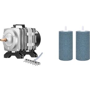 VIVOSUN 317GPH Air Pump 15W 6 Outlet 20 L/Min for Aquarium and Hydroponic Systems, and Air Stone 2PCS 4 x 2 Inch Large Air Stone for Aquarium