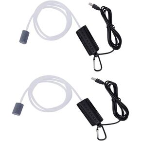 2PCS Aquarium USB Air Pump Portable Mini USB Aquarium Fish Tank Oxygen Air Pump Mute Energy Saving Fish Tank Air Pumps Black,One Size