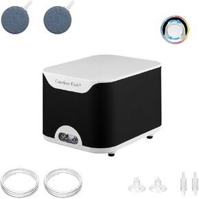 Carefree Fish 5/10W Aquarium 2 Air Outlets Quiet Air Pump Fish Tank Adjustable Oxygen Pump Powerful Aerator Pump with Tube and Air Stone Up to 300 Gallon Fish Tank