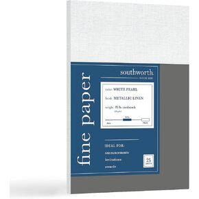 Southworth Business Paper, 8.5" x 11", 70 lb., Metallic Finish, White Pearl, 25 Sheets (91142)