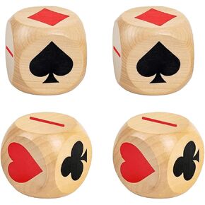 4pcs Euchre Trump Marker Dice Premium Wooden Trump Indicator Big Clear Prints Euchre Cube للاعبين Euchre Perfect for Euchre Poker Game Great For Bridge Card Athrosists (4)