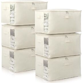 Canvas Comforters أكياس منظمي خزانة وتخزين لحافلة ملابس منظمة حاويات الصناديق مع سستة قوية ، واضحة 75L للسترات الصوفية تخزين غرفة نوم قابلة للطي قابلة للطي
