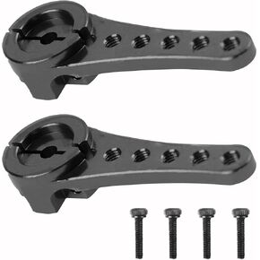 2Pcs Aluminum 25T Servo Horn Long Steering Servo Arm 46mm Length for DIY RC Car/Boat/AirplanesBoat Model Accessories with M2.5 Screws(Black)