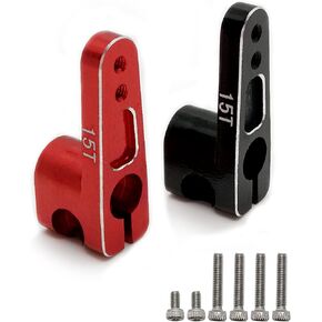 Vicrazze 15t Servo Horn Aluminium لـ SCX24 المحوري (مناسب لـ Emax ES08MA II) لـ AXIAL SCX24 90081 1/24 RC Car Black+Red (2pcs)