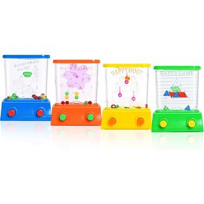 4 Pieces Handheld Water Games -Beach Water Table Water Ring Small Toys- Mini Arcade Retro Pastime Game - Fun Games for Teenagers - Need to add Water (4 PCS Classic Edition)