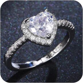 sdouefos لامعة حلقة القلب الماس اللامع مويسانيت الخلود ، القلب قطع 3CT CZ 925 الجنيه الاسترليني حلقات زفاف الفضة حلقات خاتم الخطوبة moissanite