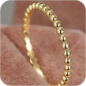 Sdouefos 925 Sterling Silver Edernity Beads Band Band Ring صفراء الذهب مطلي بالفضة الفضية الدائرية خاتم الحد الأدنى من المجوهرات الفضية 6