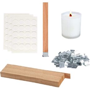 120 PCS Wood Candle Wicks for Comply Making Kit و Wood Wicks for Candles Made و Wooden Wicks for Candleming و Smokless Natural Clickling Wicks Ficks for Candle Making و INCLU 60 Bases