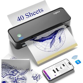 Tattoo Stencil Printer with 40pcs Transfer Paper, Bluetooth Thermal Tattoo Printer Machine for Beginners & Artists, Compatible with Android & iOS, PC in Saudi Arabia