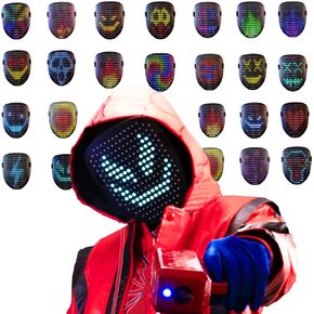 LED Mask Halloween, LED Mask for Kids/Adults, 50 Faces Transforming with Gesture Sensing, Gag Gift for Kids