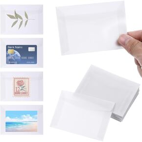 50 PCS Glassine Envelopes 3.94×2.75 Inch Translucent Vellum Envelopes for Stamps Glassine Bags Clear Envelopes Self Sealing Mini Coin Envelopes for Seeds Stamp Coin Collecting Lottery Ticket Card