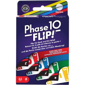 Mattel Games Phase 10 Flip Card Game, Family Card Game with Double-Sided Cards, Includes Special Color-Based Phases for 2-6 Players