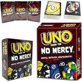 Uno No Mercy Family Card Game with 56 Extra Cards, Special Rules, Redoutable Action Cards, Harsher Penalties, Children's Toy, Ages 4 and Above, HWV18