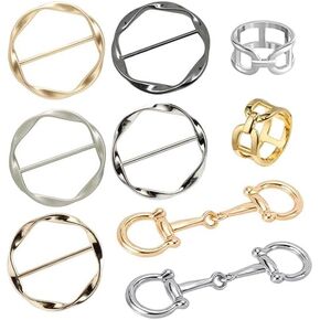 مجموعة وشاح 9pcs مجموعة للنساء - أباشيات الخيول الأنيقة ، ومقاطع معدنية متعددة الاستخدامات ، وحلقات سبيكة رائعة - مثالية للأوشحة الحريرية ، والشالات ، وملحقات الأزياء