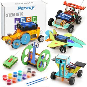 Poraxy 5 in 1 STEM Model Car Kits ، STEM Projects for Kids ، Boys Toys Year من 8 إلى 10 ، الألغاز الخشبية ثلاثية الأبعاد ، طقم بناء العلوم التعليمية الحرفية ، هدايا أعياد الميلاد لمدة 8 9 10 11 12 عامًا الأولاد والبنات