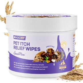 HICC PET Itch Relief Wipes for Dogs & Cats, Soothes Hot Spots, Skin Irritations and Itching - 100 Count