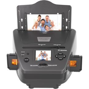 Film & Photo Scanner with 2.4" LCD Screen, Converts 35mm/135 Slides & Negatives Film, Photo, Business Card to Digital Images, 4GB SD Card Included, Grey