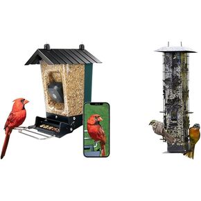 Bundle of Perky-Pet Smart Camera Squirrel-Resistant Bird Feeder, Motion Activated 1080p HD Photos & Videos, Live Stream Camera + Perky-Pet 336-1SR Squirrel-Be-Gone Bird Feeder