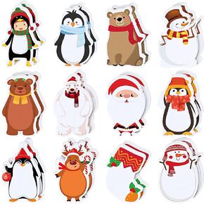 Christmas Notepads for Work Christmas Memo Pad Snowman Santa Claus Theme Sticky Notes Winter Holiday Xmas Self Stick Note Pads for Work Study to Do List, Christmas Party Decoration (60)