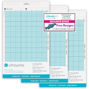 Silhouette Standard 8 inch Cutting mat 3 Pack for use with Portrait series Vinyl Cutters with 50 Bonus Designs
